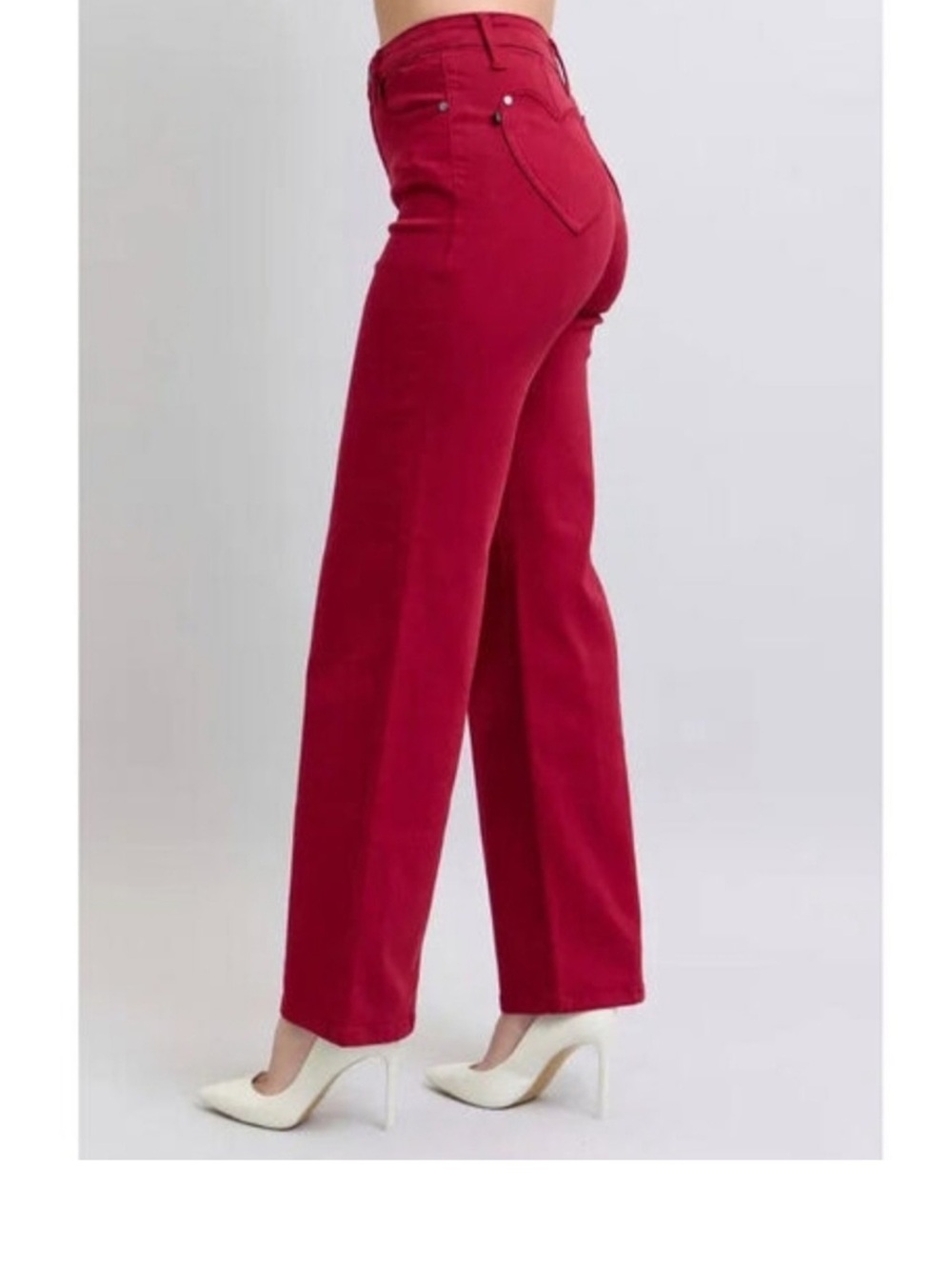 Judy Blue Heart Pocket High-Waist Straight Leg Jeans - Red (Size 9/29) NWT - Picture 4 of 8